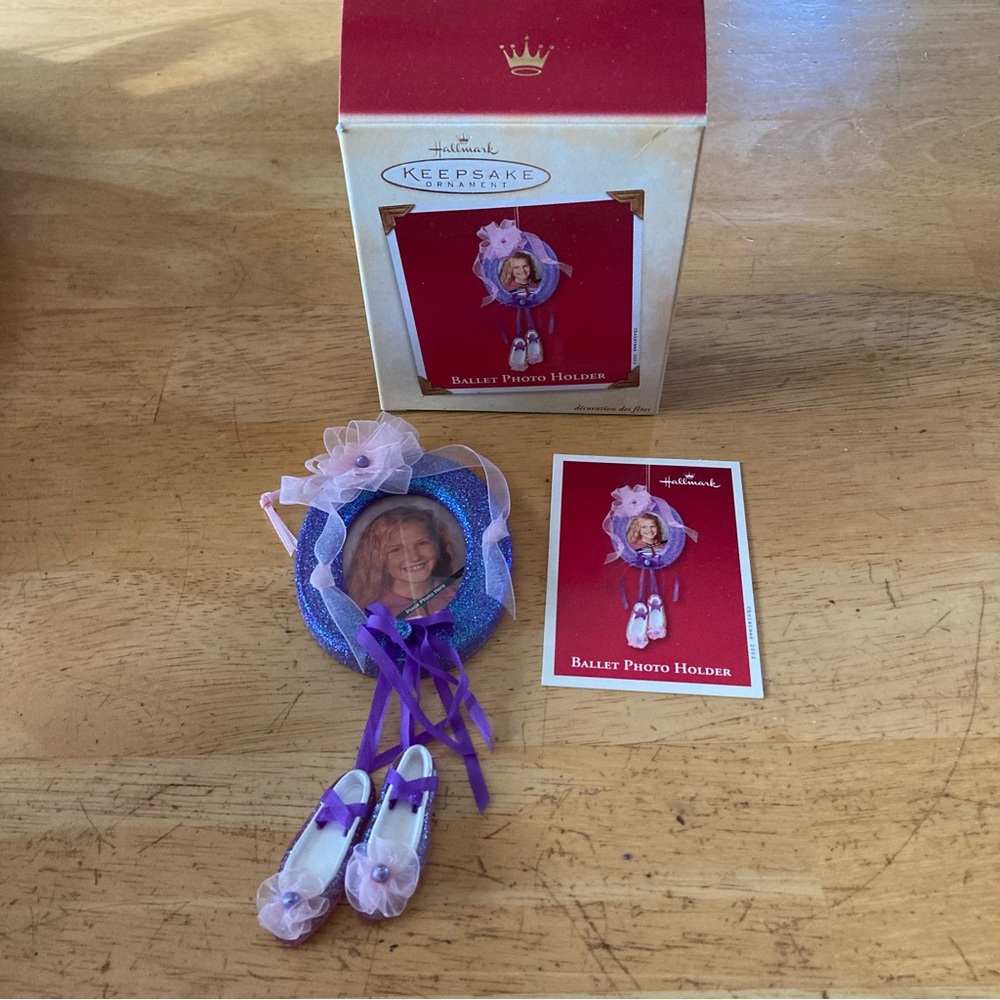 Hallmark Keepsake Ballet Photo Holder Christmas Tree Ornament Holiday Pink Purpl - Picture 2 of 5